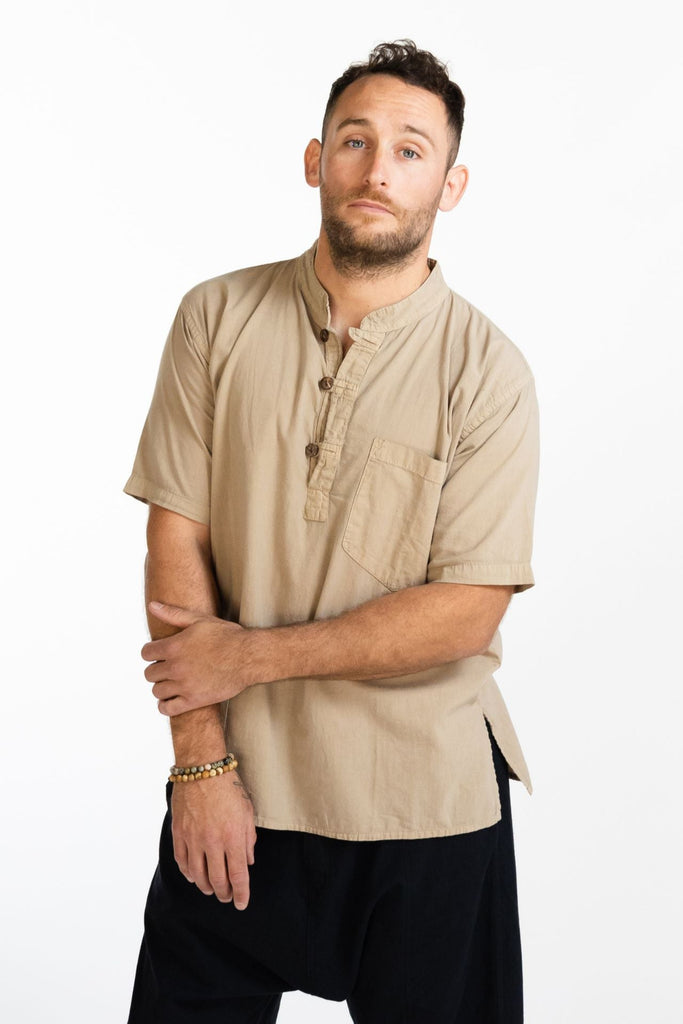 Surya Australia Ethical Cotton 'Pablo' Shirt made in Nepal - Sand
