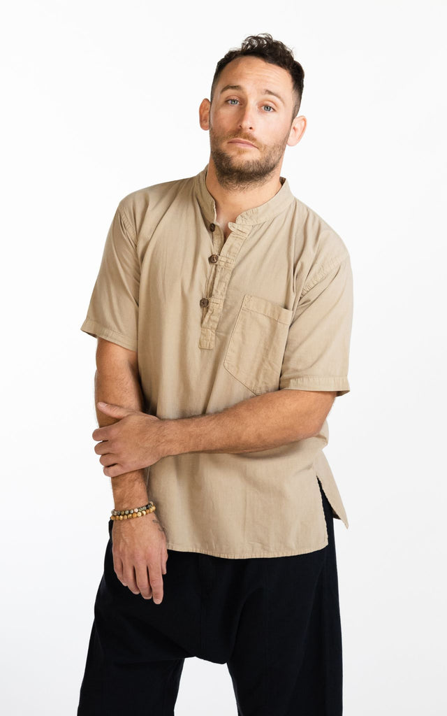 Surya Australia Ethical Cotton 'Pablo' Shirt made in Nepal - Sand