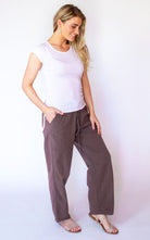 Surya Australia Ethical Cotton Loose Pants from Nepal - Taupe