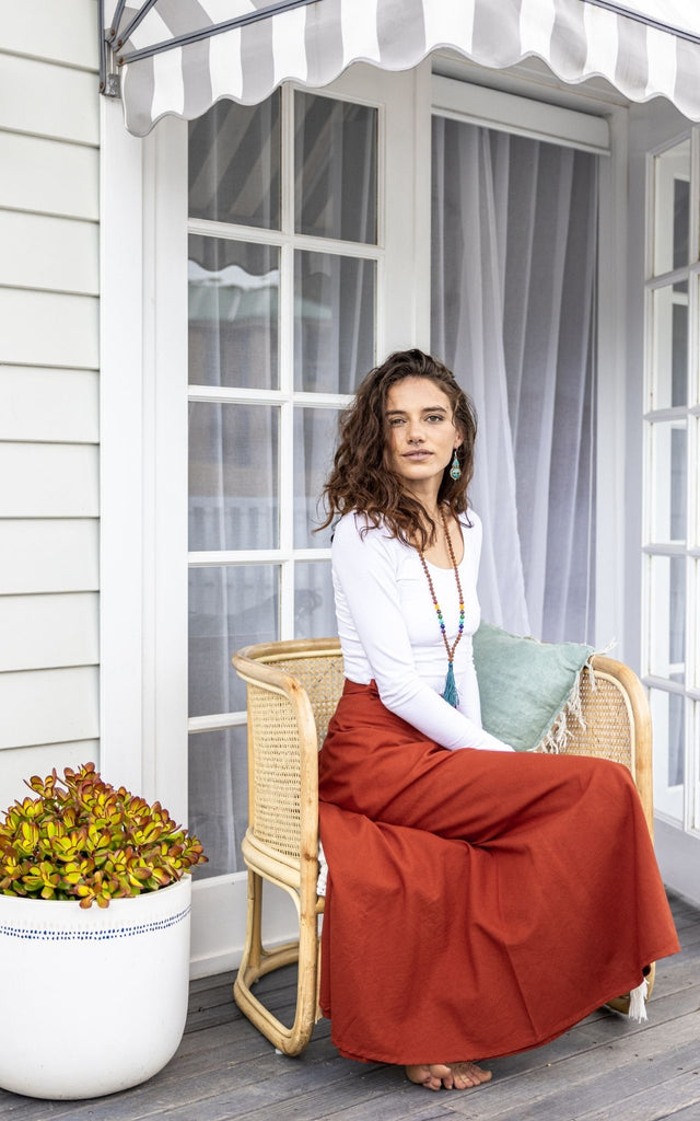 Surya Australia Wrap Skirt from Nepal - Rust #colour_rust