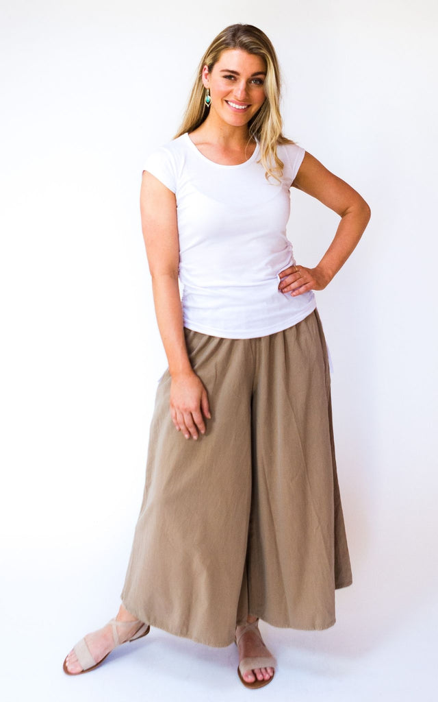 Surya Australia Ethical Cotton Palazzo Pants from Nepal - Sand