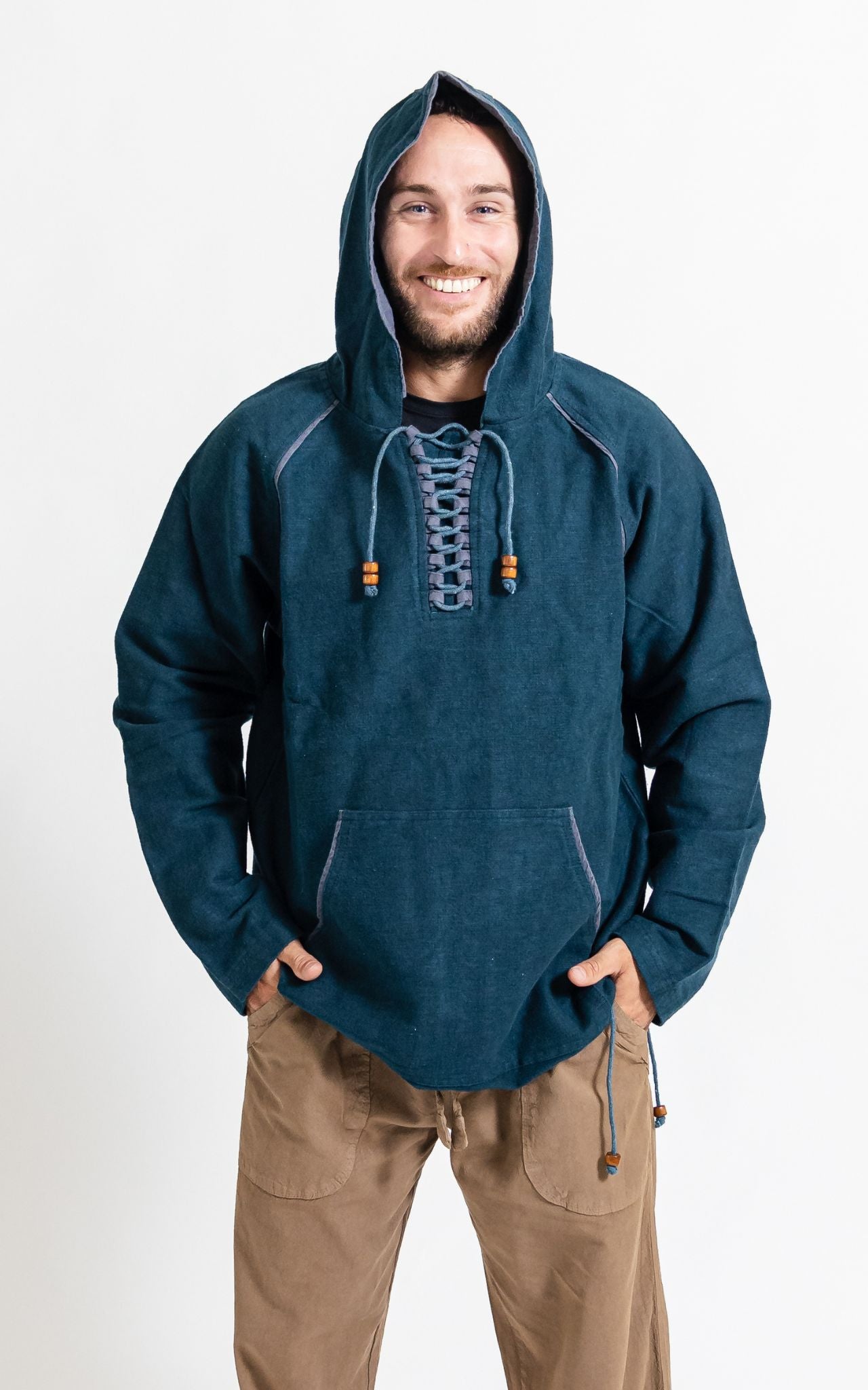 Surya Australia Ethical Thick Cotton Hoodie made in Nepal - Blue