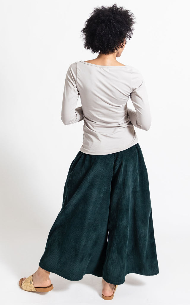 Surya Australia Ethical Cotton Corduroy Palazzo Pants made in Nepal - Teal
