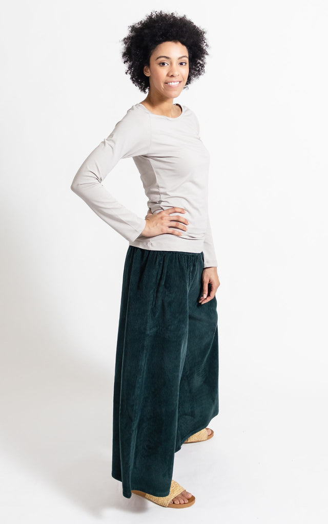Surya Australia Ethical Cotton Corduroy Palazzo Pants made in Nepal - Teal