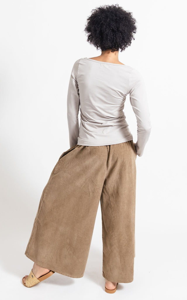 Surya Australia Ethical Cotton Corduroy Palazzo Pants made in Nepal - Sand