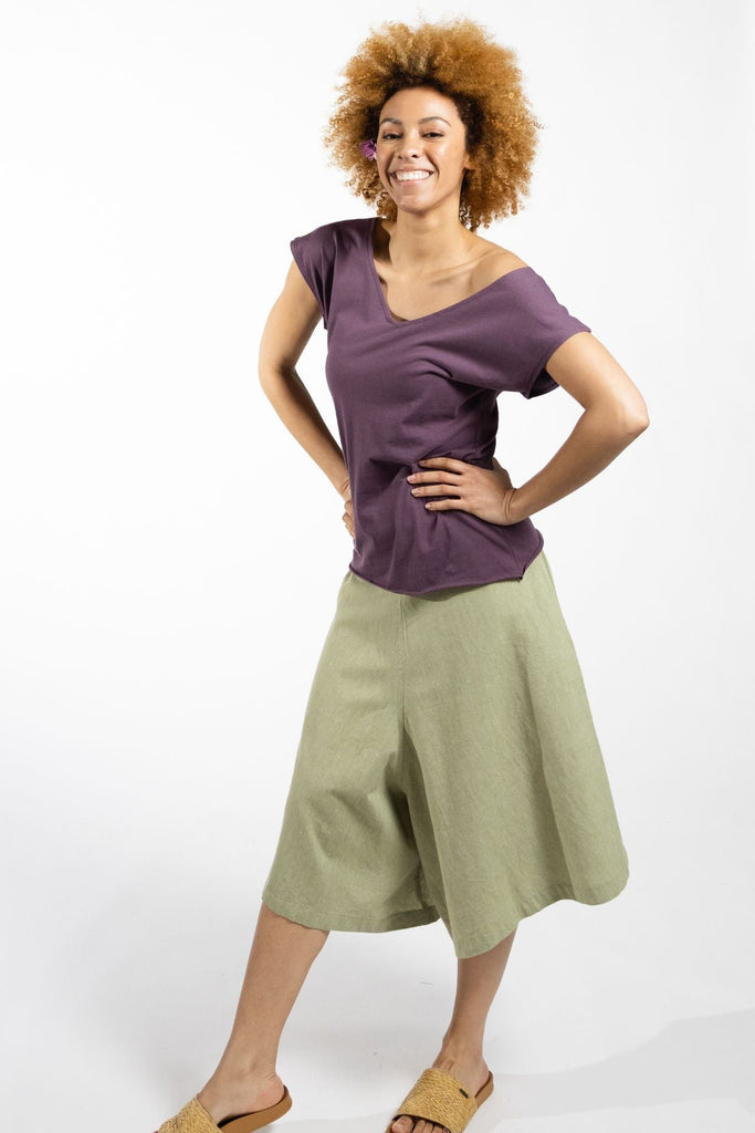 Surya Australia Ethical Cotton Culottes made in Nepal - Sage