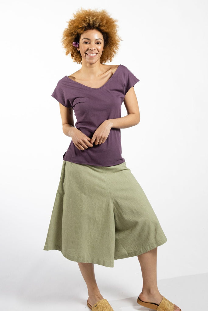 Surya Australia Ethical Cotton Culottes made in Nepal - Sage