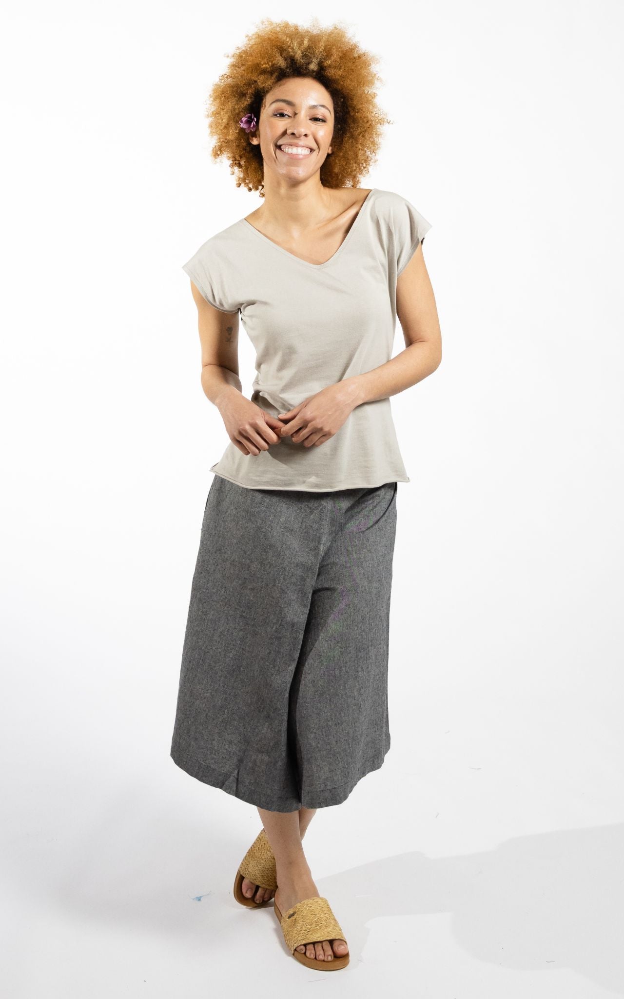 Surya Australia Ethical Cotton Culottes made in Nepal - Grey