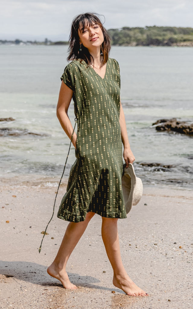 Surya Australia Ethical Cotton 'Aurora' Dress from Nepal #colour_green
