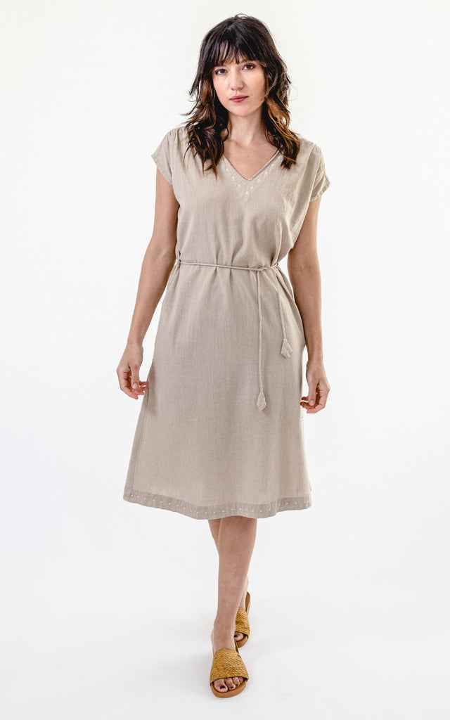Surya Australia Ethical Cotton 'Aurora' Dress from Nepal #colour_oatmeal