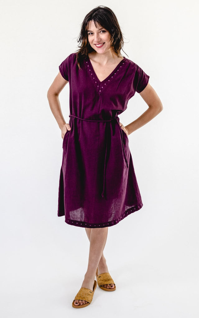 Surya Australia Ethical Cotton 'Aurora' Dress from Nepal #colour_wine