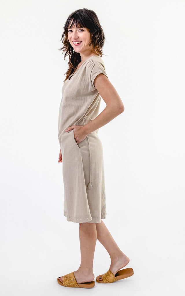 Surya Australia Ethical Cotton 'Aurora' Dress from Nepal #colour_oatmeal
