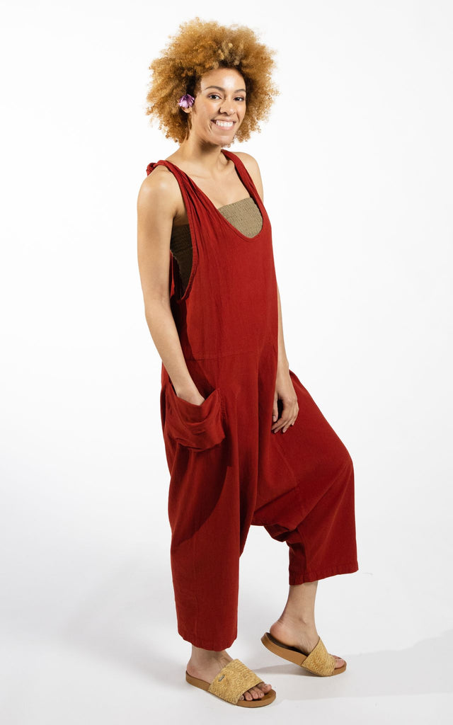 Surya Australia Ethical Cotton 'Bahini' Overalls Dungarees made in Nepal - Rust