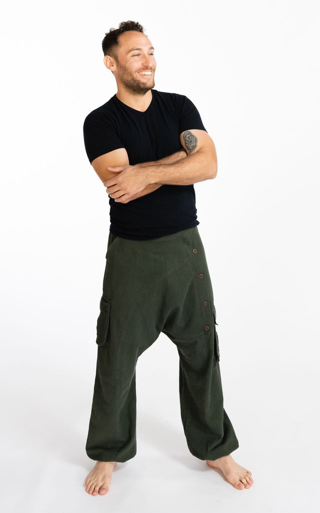 Surya Australia Ethical Cotton Drop Crotch Pants for Men - Green
