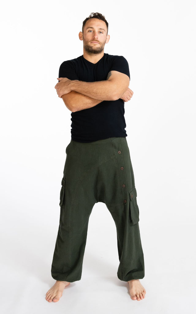 Surya Australia Ethical Cotton Drop Crotch Pants for Men - Green
