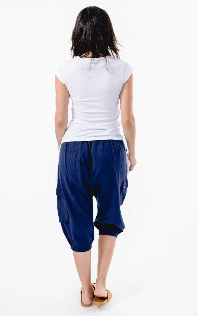 Surya Australia Ethical Cotton Drop Crotch Shorts - Blue #colour_blue