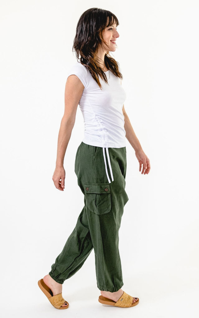 Surya Australia Ethical Drop Crotch Pants Made in Nepal - Green