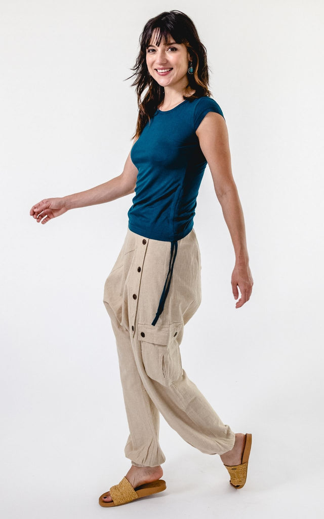 Surya Australia Ethical Drop Crotch Pants Made in Nepal - Natural