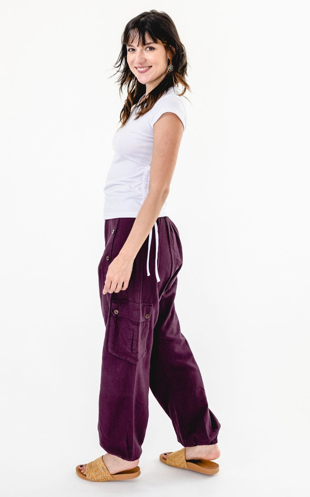 Surya Australia Ethical Drop Crotch Pants Made in Nepal - Wine