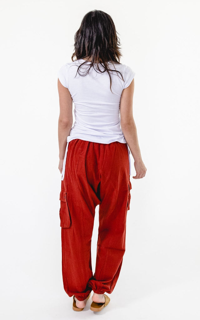 Surya Australia Ethical Drop Crotch Pants Made in Nepal - Rust
