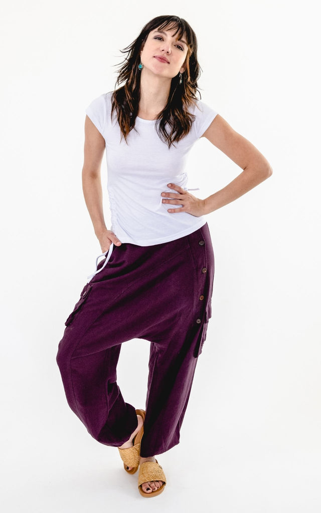 Surya Australia Ethical Drop Crotch Pants Made in Nepal - Wine