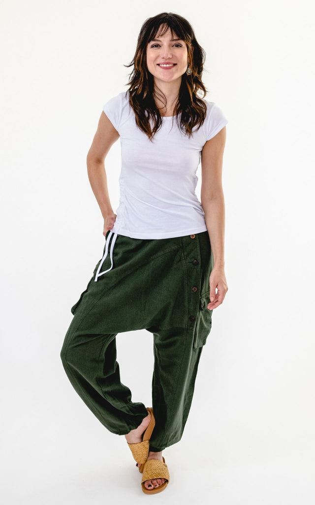 Surya Australia Ethical Drop Crotch Pants Made in Nepal - Green