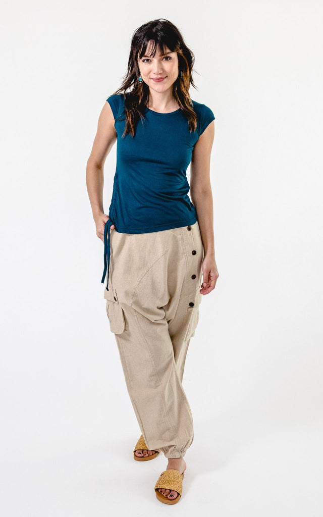 Surya Australia Ethical Drop Crotch Pants Made in Nepal - Natural