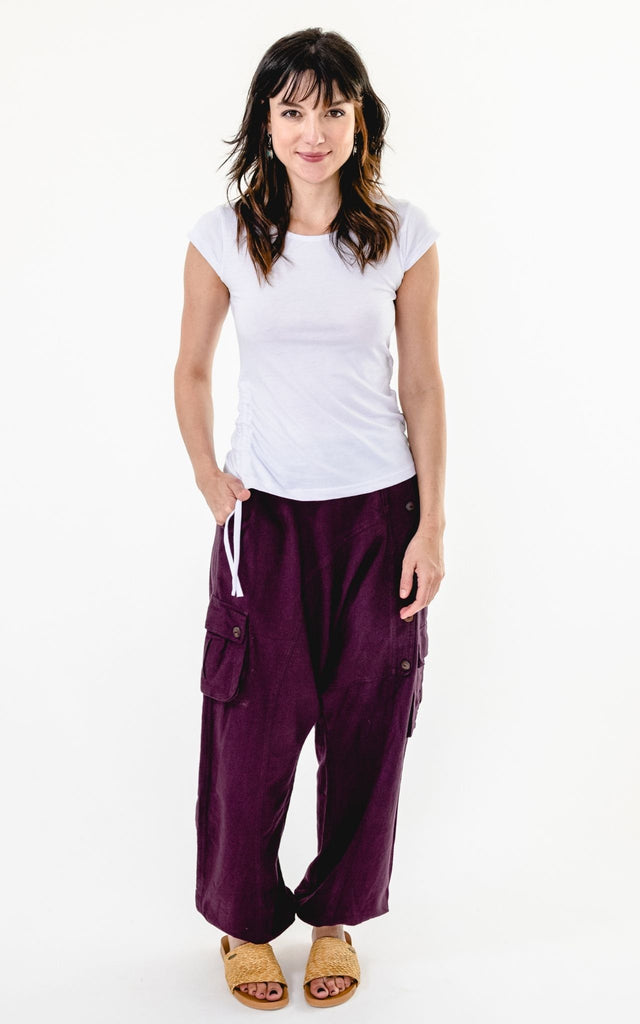 Surya Australia Ethical Drop Crotch Pants Made in Nepal - Wine