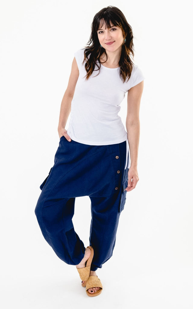 Surya Australia Ethical Drop Crotch Pants Made in Nepal - Blue