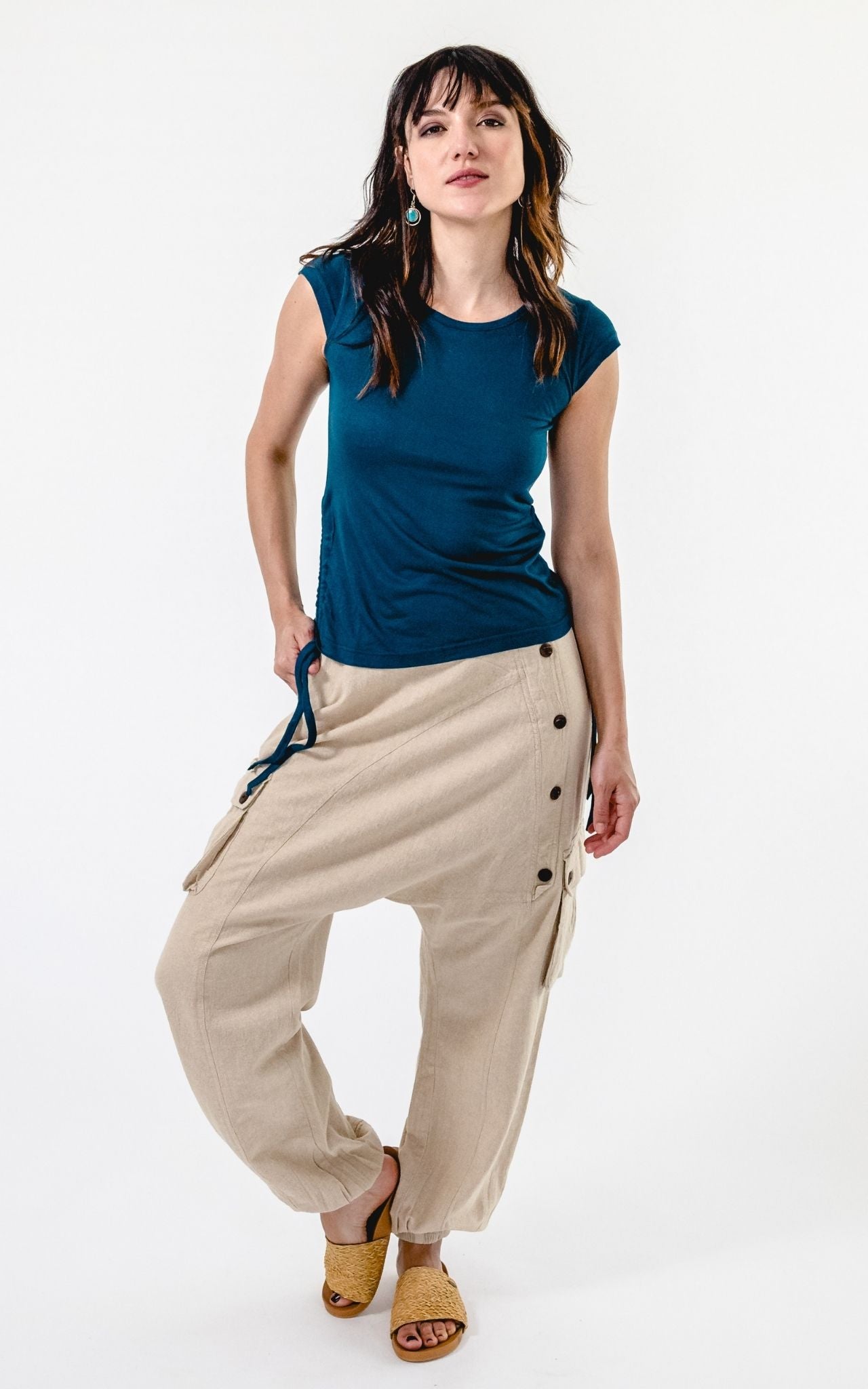 Surya Australia Ethical Drop Crotch Pants Made in Nepal - Natural