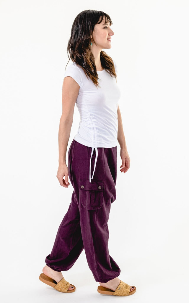 Surya Australia Ethical Drop Crotch Pants Made in Nepal - Wine