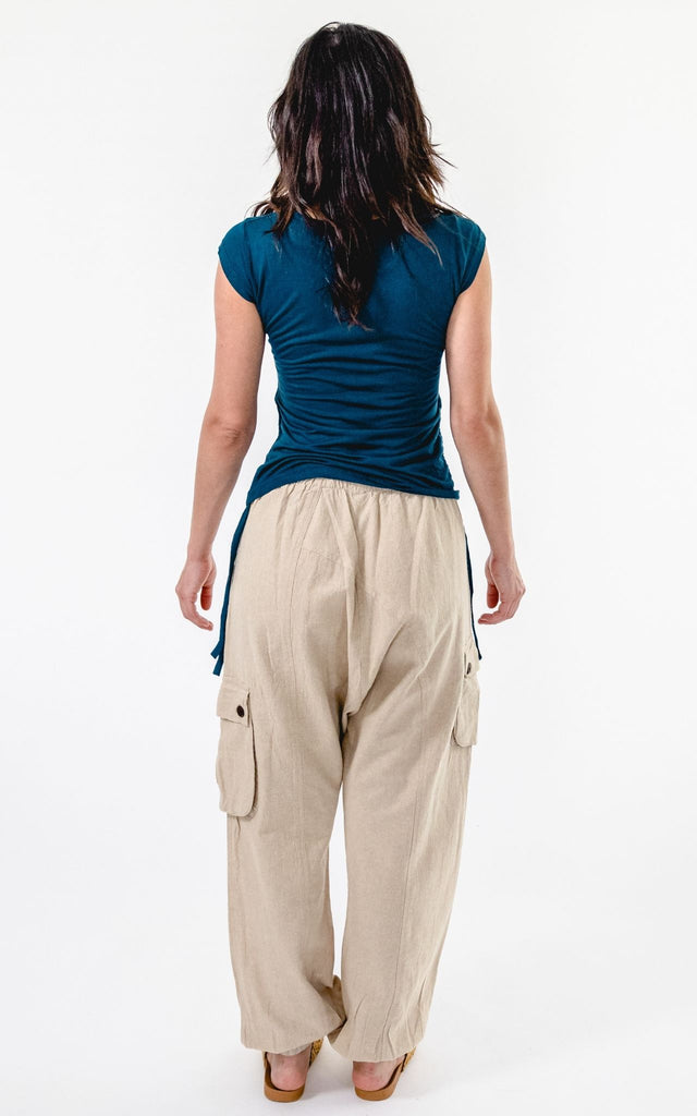Surya Australia Ethical Drop Crotch Pants Made in Nepal - Natural