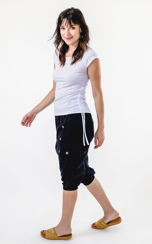 Surya Australia Ethical Cotton Drop Crotch Shorts - Black #colour_black