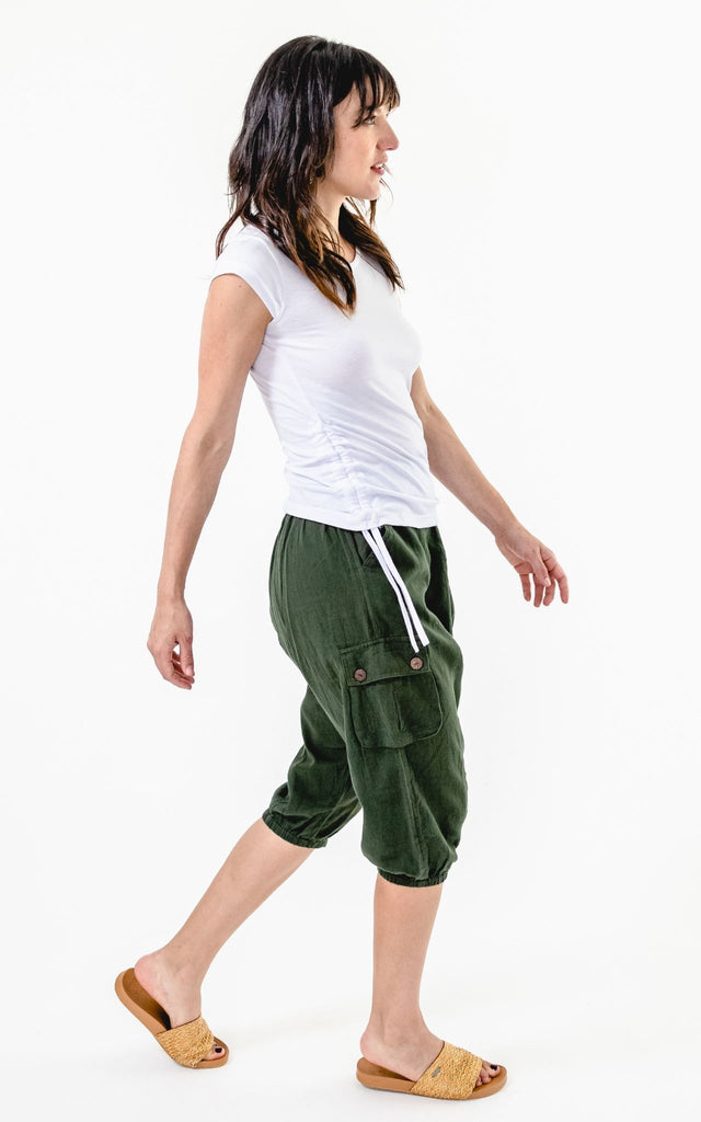 Surya Australia Ethical Cotton Drop Crotch Shorts - Green #colour_green