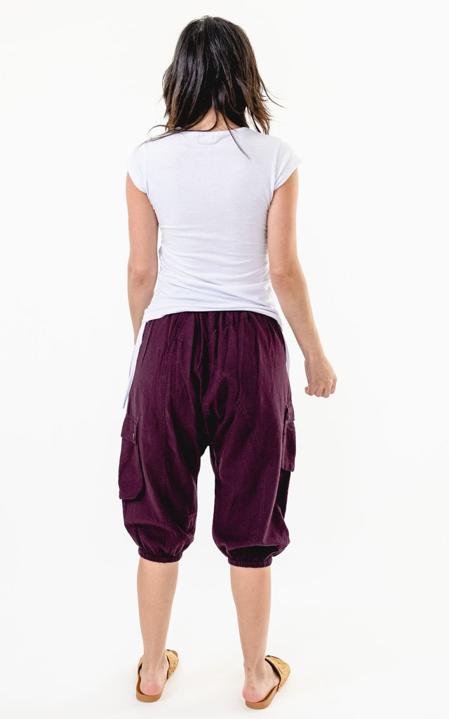 Surya Australia Ethical Cotton Drop Crotch Shorts - Wine #colour_wine