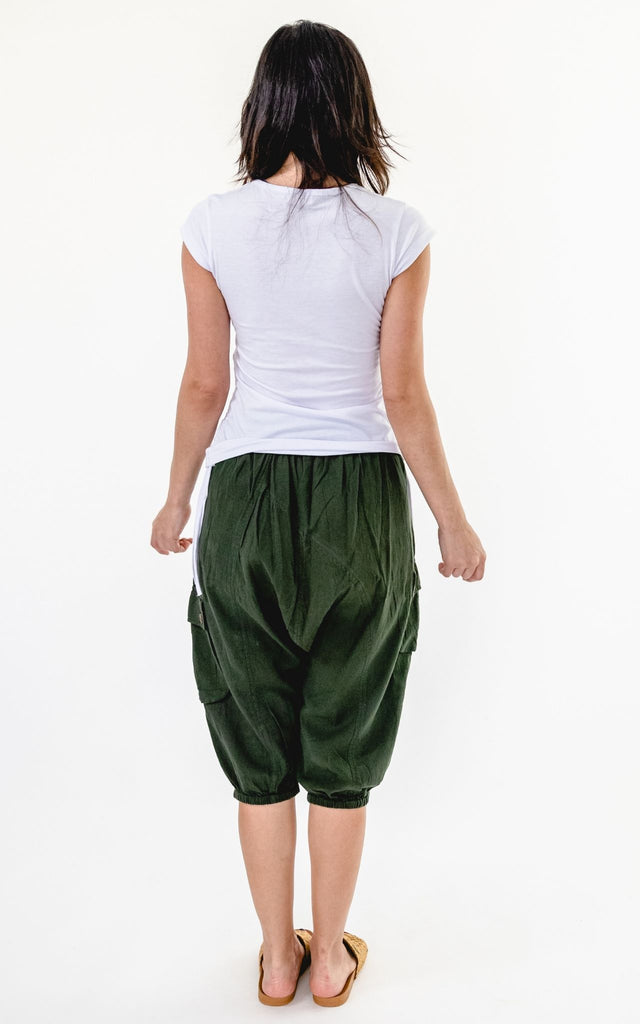 Surya Australia Ethical Cotton Drop Crotch Shorts - Green #colour_green