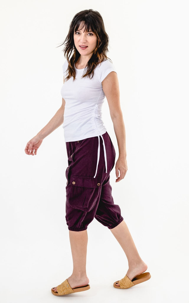 Surya Australia Ethical Cotton Drop Crotch Shorts - Wine #colour_wine