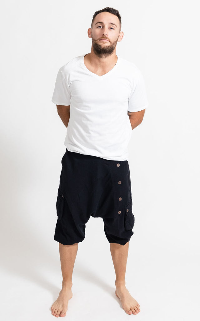 Surya Australia Drop Crotch Shorts from Nepal for men - Black