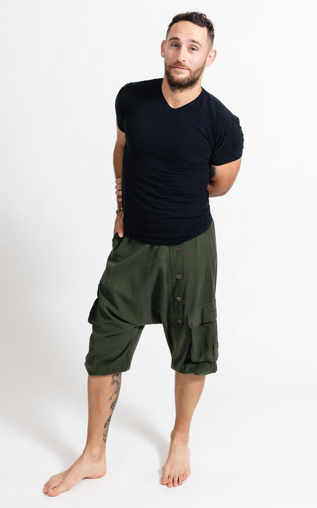 Surya Australia Drop Crotch Shorts from Nepal for men - Green