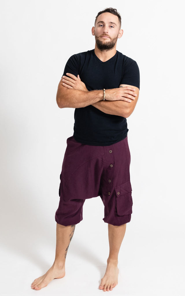 Surya Australia Drop Crotch Shorts from Nepal for men - Black