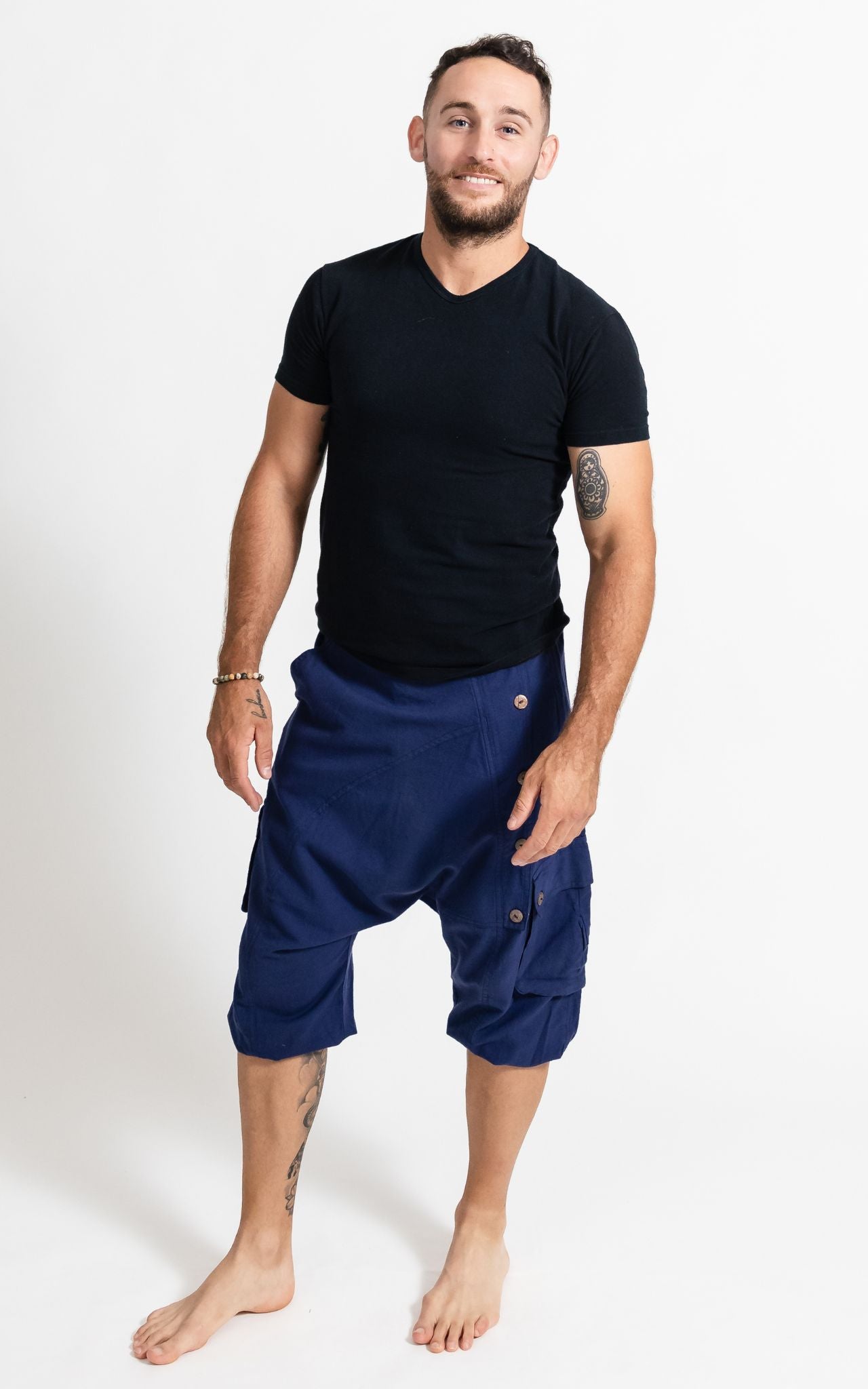 Surya Australia Drop Crotch Shorts from Nepal for men - Blue