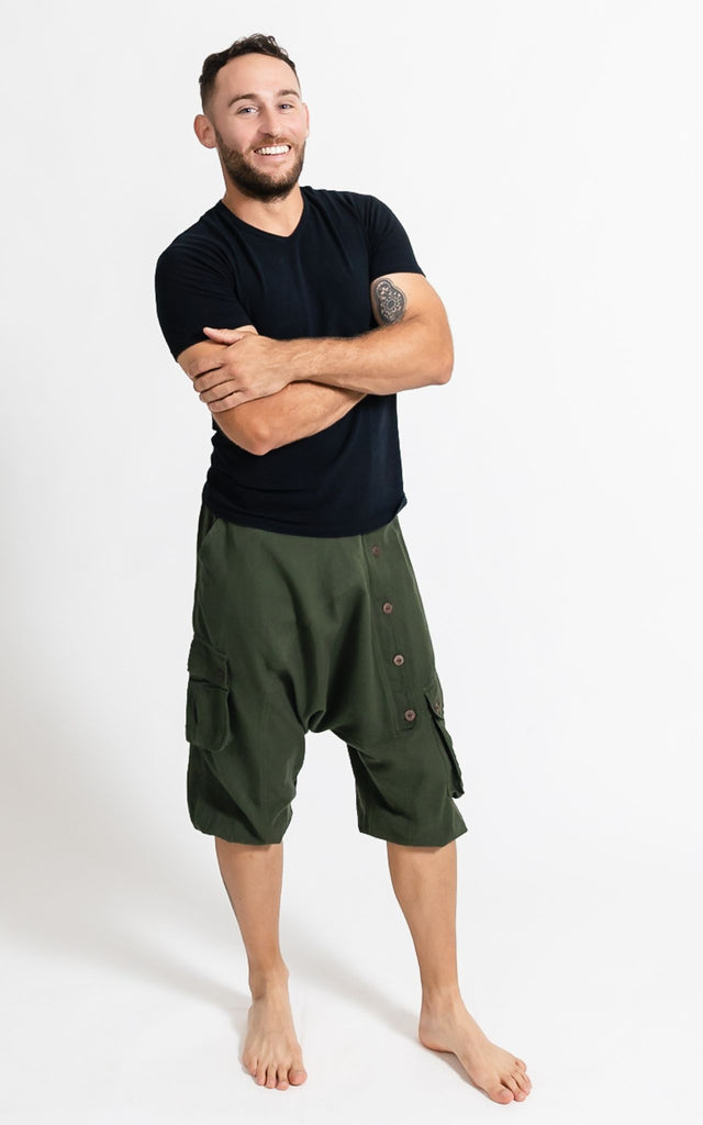 Surya Australia Drop Crotch Shorts from Nepal for men - Green