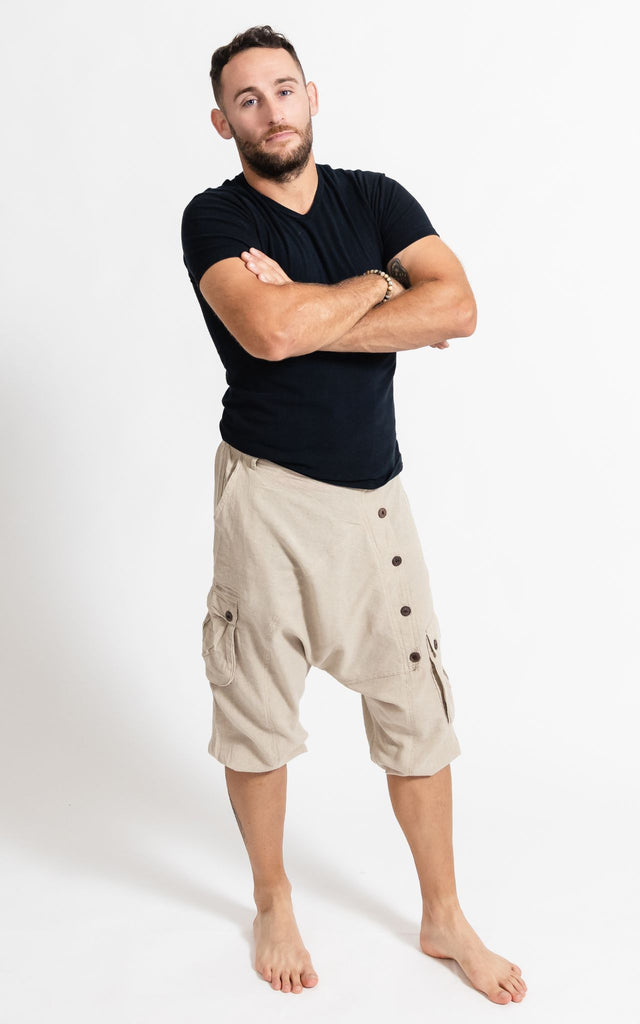 Surya Australia Drop Crotch Shorts from Nepal for men - Natural