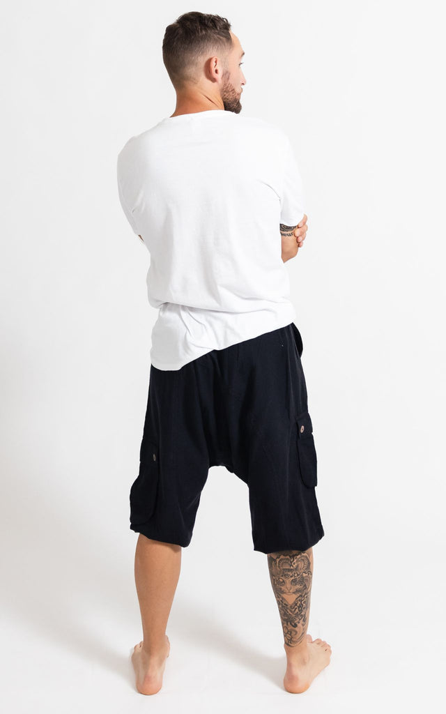 Surya Australia Drop Crotch Shorts from Nepal for men - Black