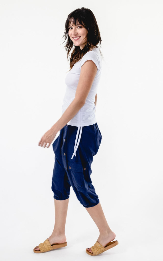 Surya Australia Ethical Cotton Drop Crotch Shorts - Blue #colour_blue