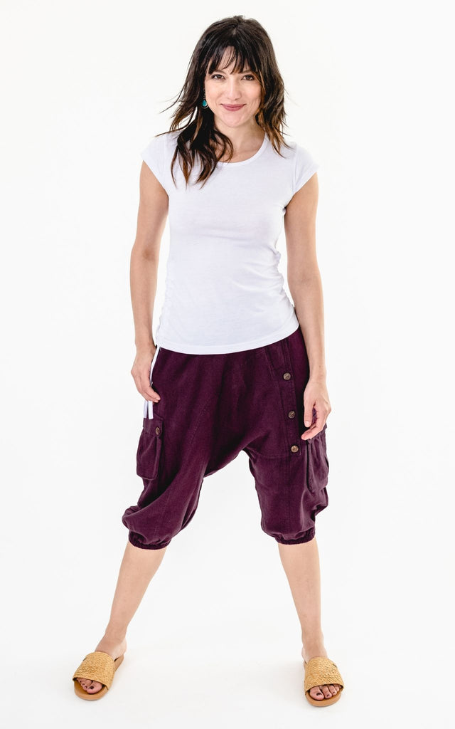Surya Australia Ethical Cotton Drop Crotch Shorts - Wine #colour_wine