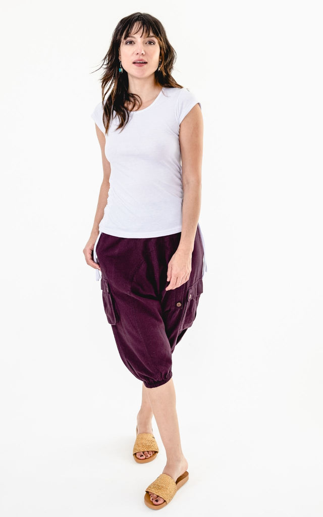Surya Australia Ethical Cotton Drop Crotch Shorts - Wine #colour_wine