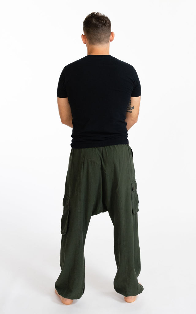 Surya Australia Ethical Cotton Drop Crotch Pants for Men - Green