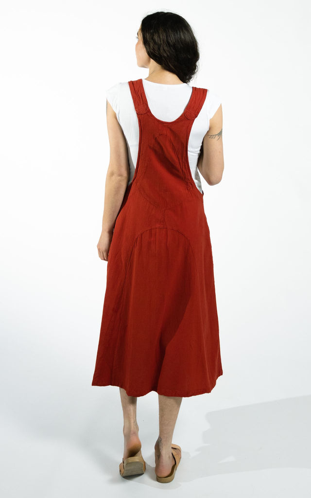 Surya Australia Ethical Cotton Dungaree Dress made in Nepal - Rust