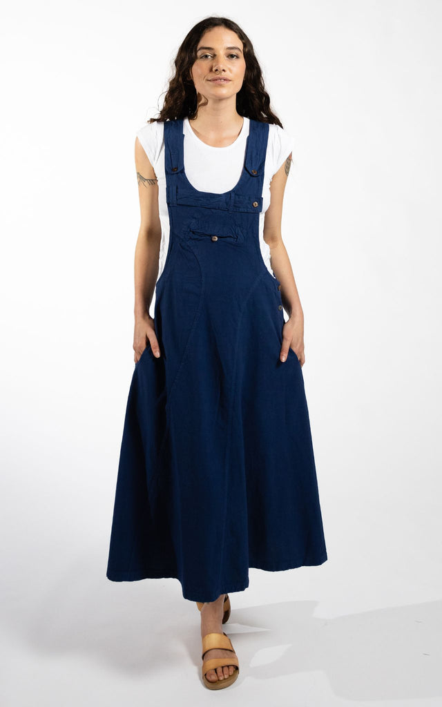 Surya Australia Ethical Dungaree Dress made in Nepal - Dark Blue